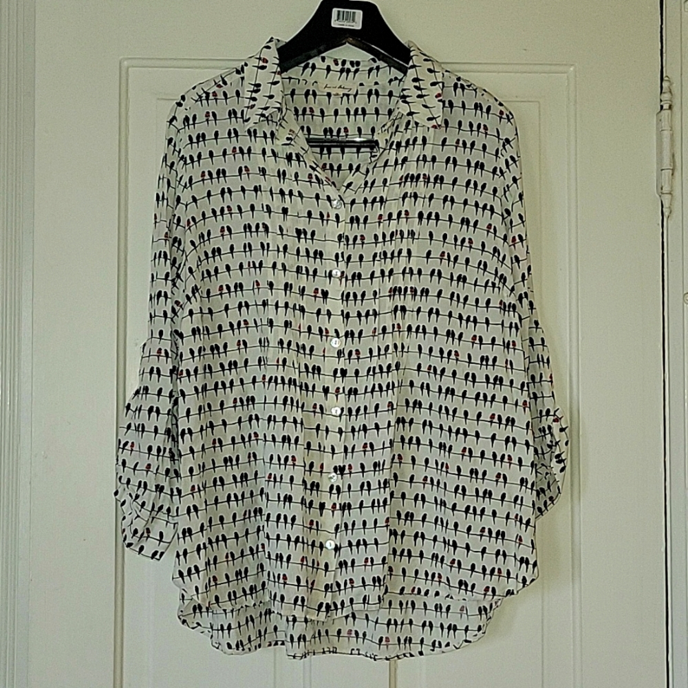 1x Black bird & parrot dress shirt